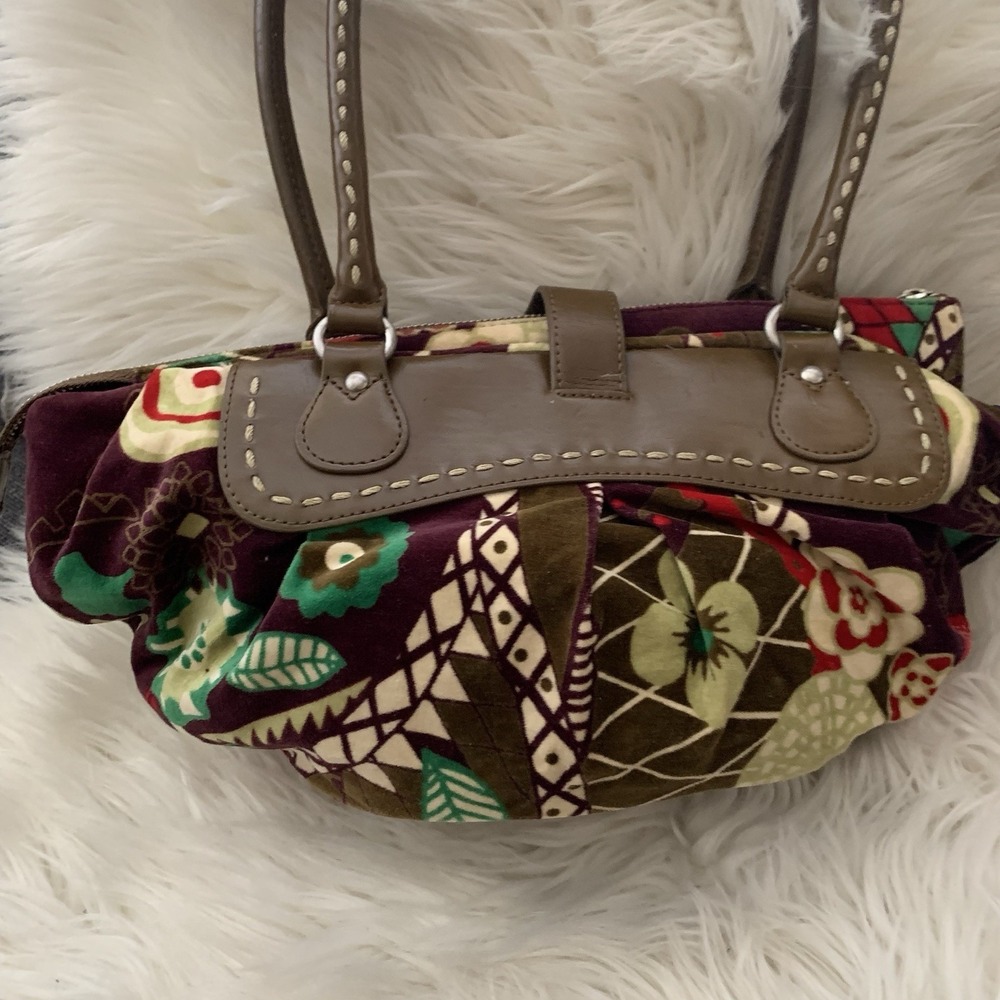 OILILY Velvet Floral Print Shoulder‎ Bag Purse - Picture 5 of 8
